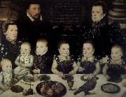 unknow artist Lord Cobham with his wife and her sister Jane and their six Children painted in 1567 Sweden oil painting reproduction